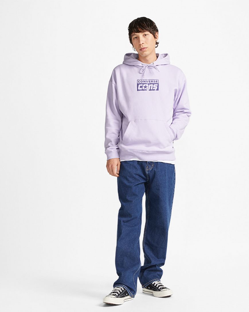 Pánské Mikiny S Kapucí Converse CONS Fleece Pullover Fialové | CZ JEAB74